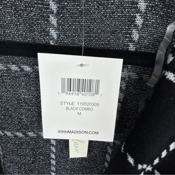 89th & Madison Window Pane Double Breasted Cardigan Medium Black NWT - Picture 6 of 13